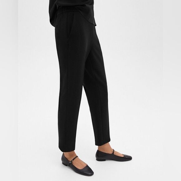 Theory NWT Treeca Pull-On Pant in Admiral Crepe in Black Size 00 - Picture 4 of 6